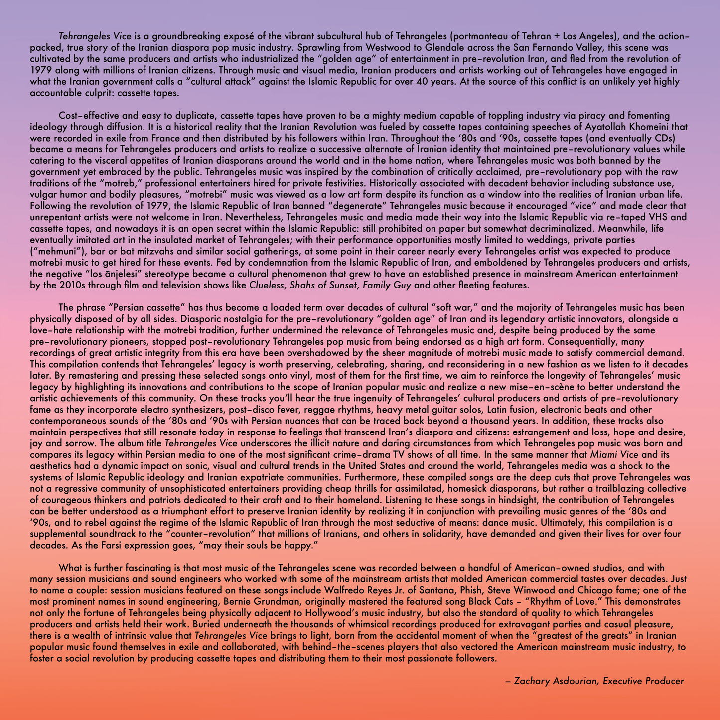 [DSC002] Various Artists - Tehrangeles Vice (Iranian Diaspora Pop 1983-1993) 2x12" Double-LP Gatefold with Obi sleeve and more!